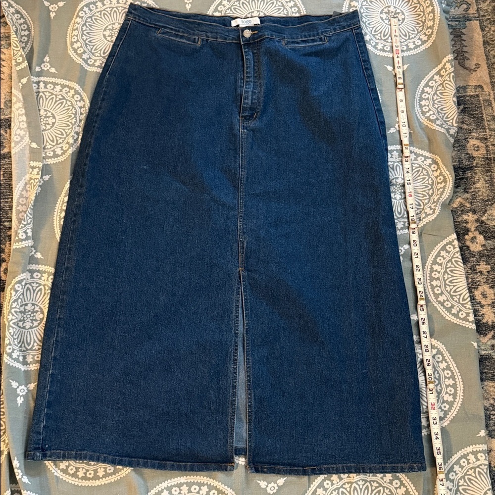 Togo Dark Blue Denim Maxi Skirt Size 20